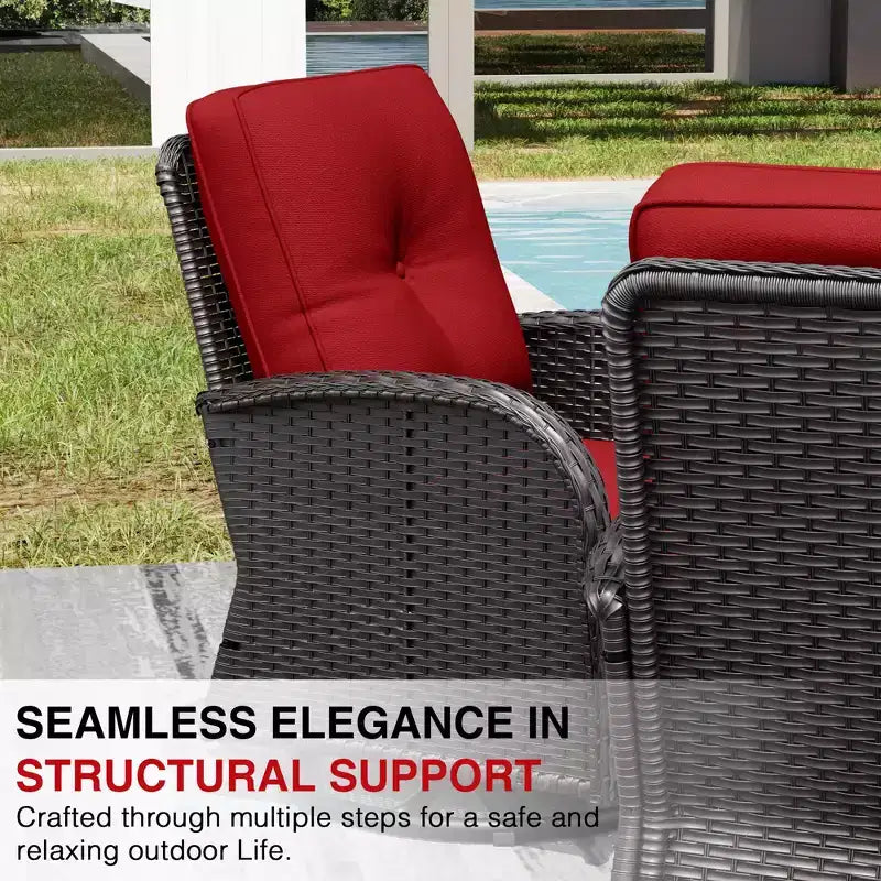 Conjunto para patio exterior UPTIOT: 2 sillones de mimbre y 2 otomanas para disfrutar de máxima comodidad y durabilidad