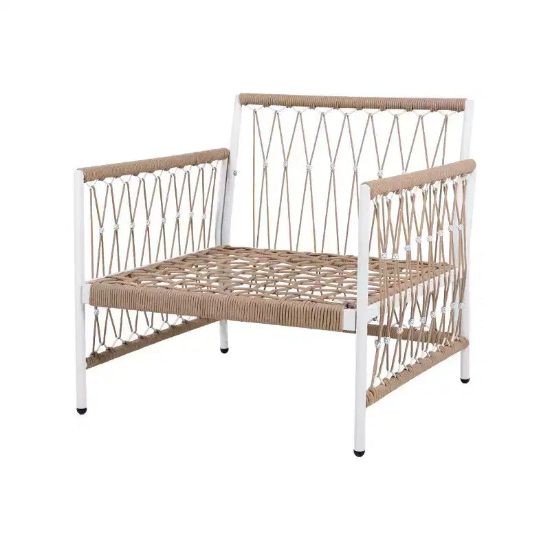 Ensemble de mobilier de patio bohème 3 pièces avec 2 fauteuils de détente et table d’appoint à plateau en verre, ensemble de conversation d’extérieur pour cour ou bord de piscine-Panipeachy