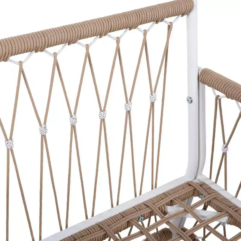 Ensemble de mobilier de patio bohème 3 pièces avec 2 fauteuils de détente et table d’appoint à plateau en verre, ensemble de conversation d’extérieur pour cour ou bord de piscine-Panipeachy