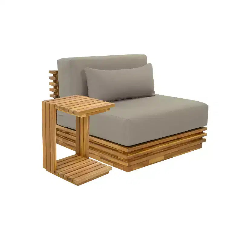 Conjunto moderno de conversación de 2 piezas para patio Weston de Christopher Knight Home, con sillón de acacia y mesa auxiliar, incluye cojines
