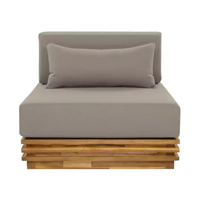 Conjunto moderno de conversación de 2 piezas para patio Weston de Christopher Knight Home, con sillón de acacia y mesa auxiliar, incluye cojines