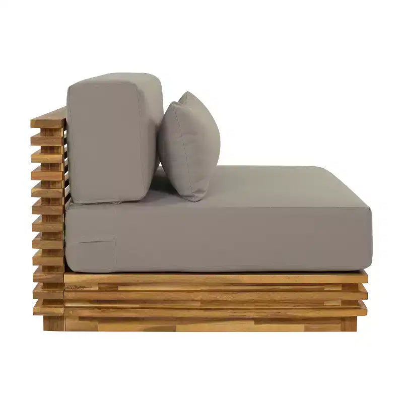 Conjunto moderno de conversación de 2 piezas para patio Weston de Christopher Knight Home, con sillón de acacia y mesa auxiliar, incluye cojines