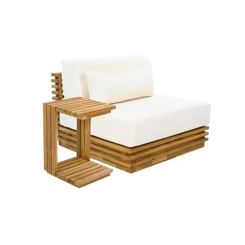 Conjunto moderno de conversación de 2 piezas para patio Weston de Christopher Knight Home, con sillón de acacia y mesa auxiliar, incluye cojines