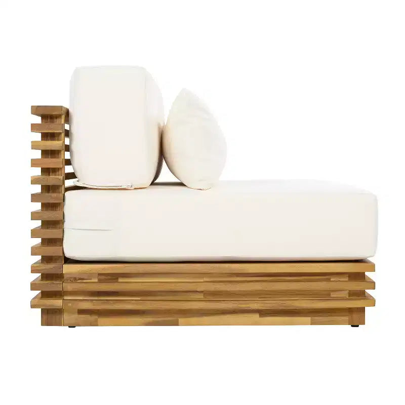 Conjunto moderno de conversación de 2 piezas para patio Weston de Christopher Knight Home, con sillón de acacia y mesa auxiliar, incluye cojines