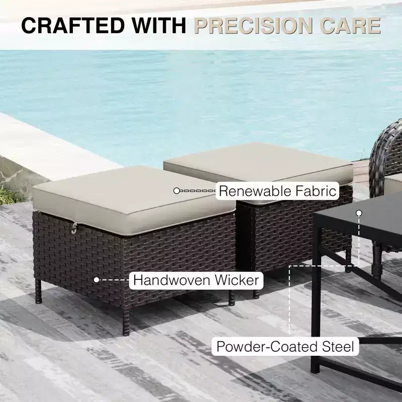 Conjunto de sillas giratorias de exterior UPTIOT: 1 sofá, 4 sillas giratorias, 2 reposapiés y diseño para todo tipo de clima