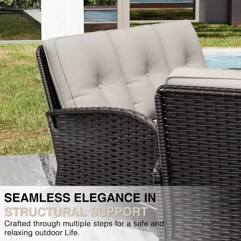 Conjunto de sillas giratorias de exterior UPTIOT: 1 sofá, 4 sillas giratorias, 2 reposapiés y diseño para todo tipo de clima