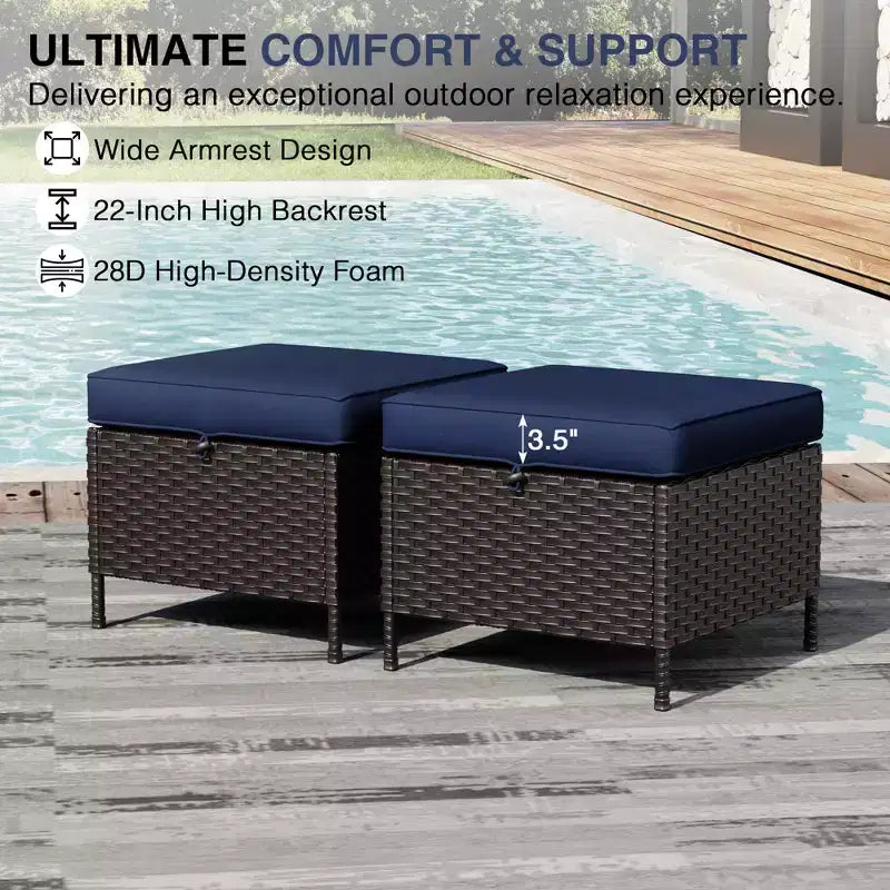 Conjunto de sillas giratorias de exterior UPTIOT: 1 sofá, 4 sillas giratorias, 2 reposapiés y diseño para todo tipo de clima