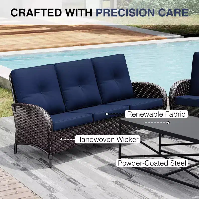 Conjunto de sillas giratorias de exterior UPTIOT: 1 sofá, 4 sillas giratorias, 2 reposapiés y diseño para todo tipo de clima