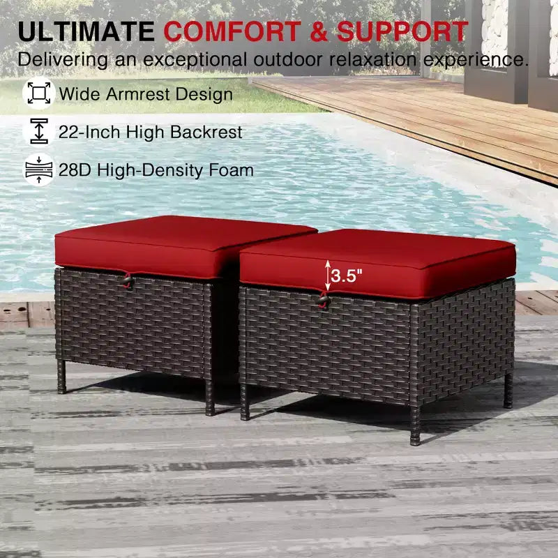 Conjunto de sillas giratorias de exterior UPTIOT: 1 sofá, 4 sillas giratorias, 2 reposapiés y diseño para todo tipo de clima