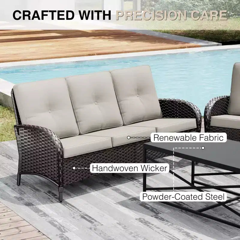 Conjunto de sillas giratorias de exterior UPTIOT: 1 sofá, 4 sillas giratorias, 2 reposapiés y diseño para todo tipo de clima