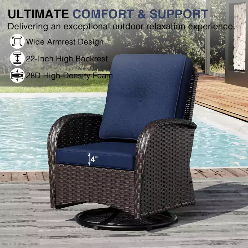 Ensemble de jardin extérieur UPTIOT de 8 pièces avec canapé 3 places, fauteuils pivotants, fauteuils en osier, poufs et table d’appoint pour un confort ultime