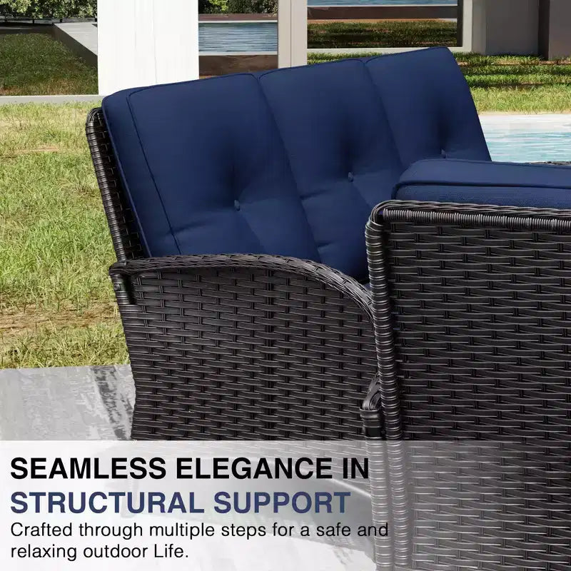 Ensemble de jardin extérieur UPTIOT de 8 pièces avec canapé 3 places, fauteuils pivotants, fauteuils en osier, poufs et table d’appoint pour un confort ultime