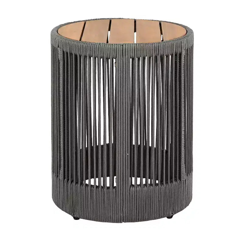 Conjunto de conversación de 3 piezas para exteriores Christopher Knight Home Mason, de estilo bohemio moderno, con silla giratoria de madera de acacia y cuerda y mesa auxiliar redonda