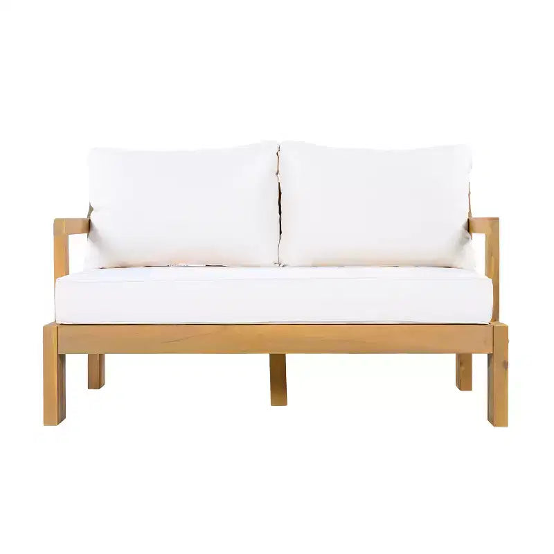 Ensemble moderne de sièges de patio Letizia de Christopher Knight Home, 5 pièces, en bois d’acacia, avec table basse
