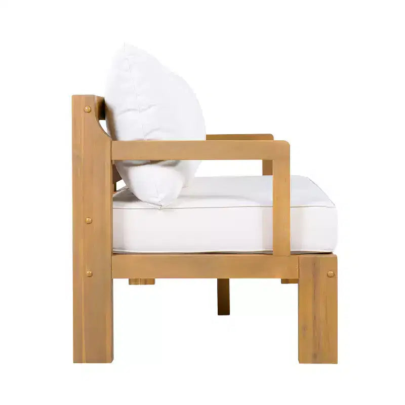 Ensemble moderne de sièges de patio Letizia de Christopher Knight Home, 5 pièces, en bois d’acacia, avec table basse