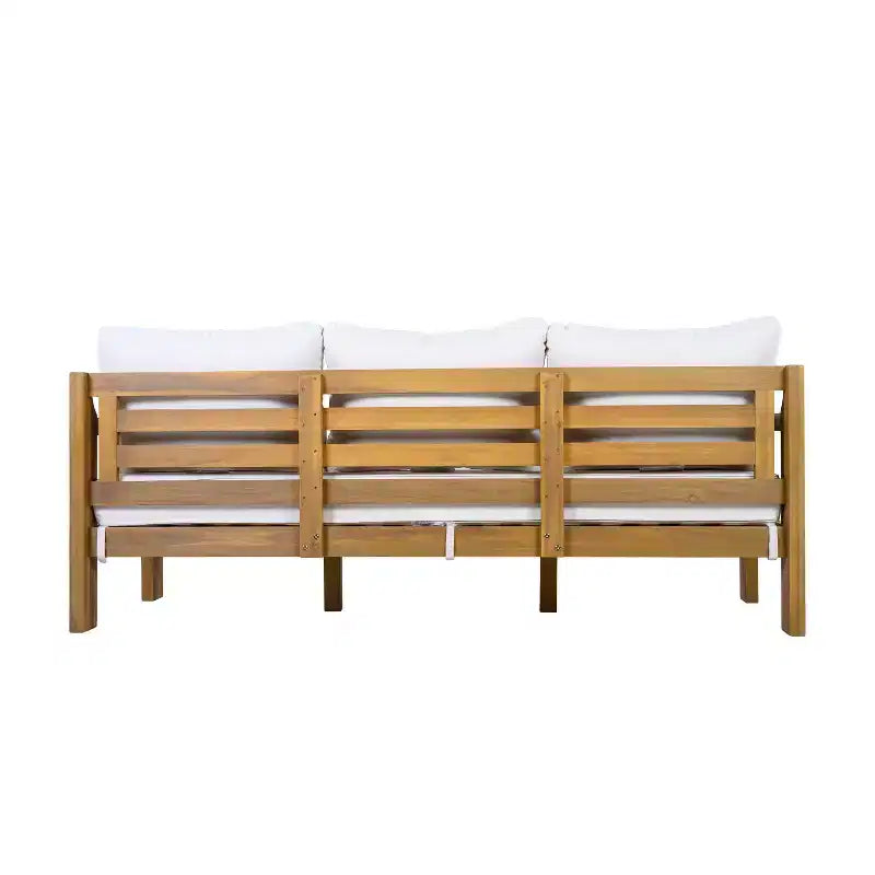 Ensemble moderne de sièges de patio Letizia de Christopher Knight Home, 5 pièces, en bois d’acacia, avec table basse