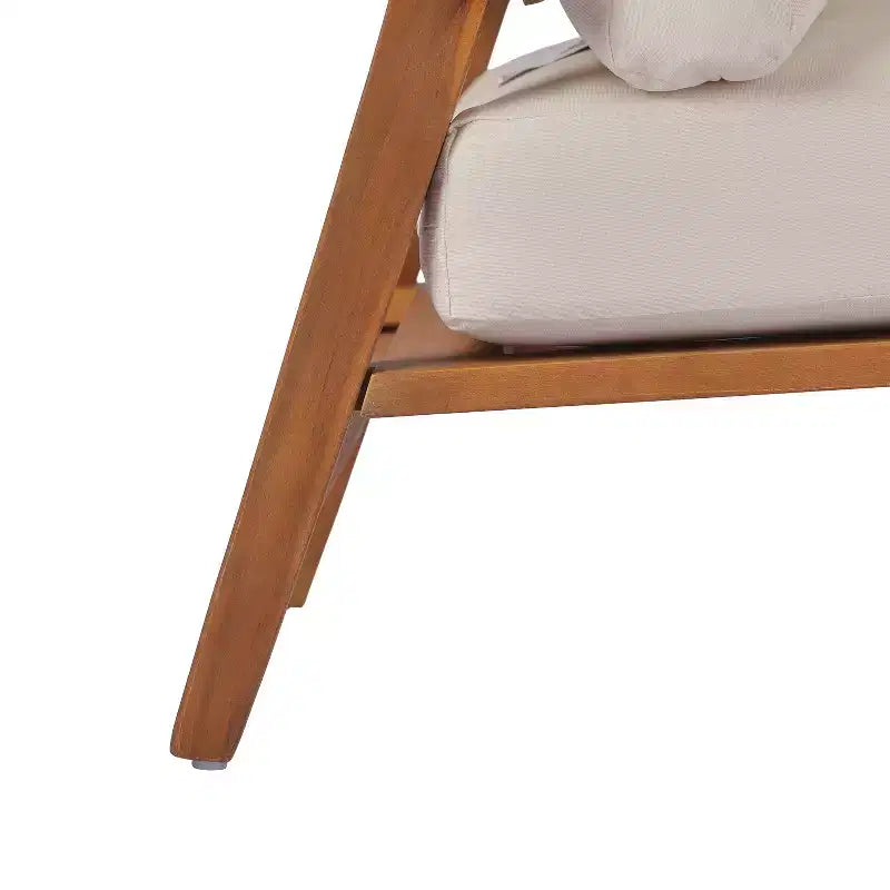 Conjunto de sofá de exterior de 2/4 piezas, conjunto de conversación para patio, conjunto de muebles de exterior y asientos con mesa de centro, silla, sofá de dos plazas y cojines, teca y beige - ModernLuxe