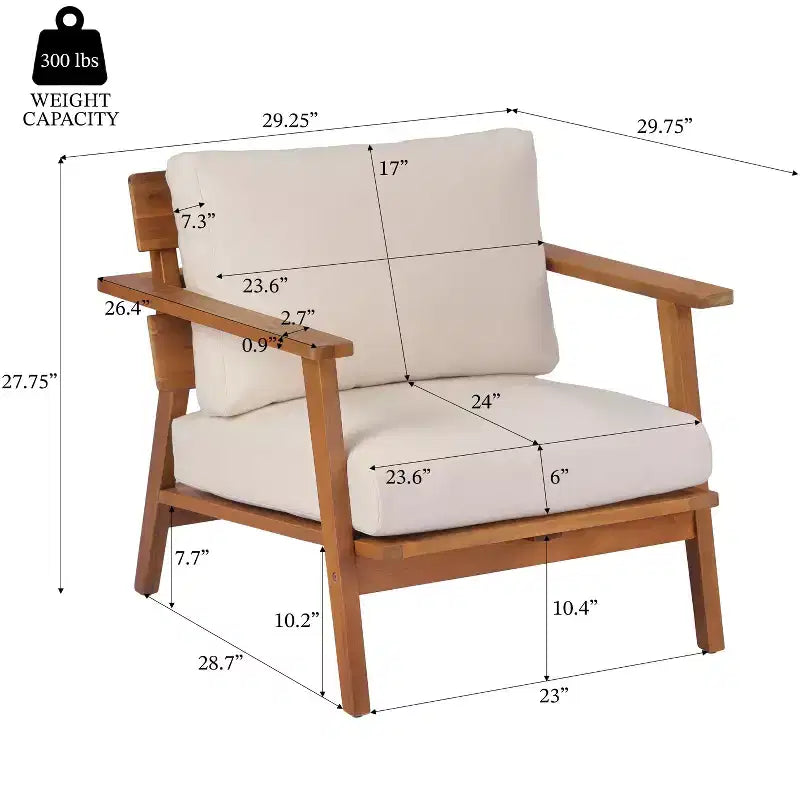 Conjunto de sofá de exterior de 2/4 piezas, conjunto de conversación para patio, conjunto de muebles de exterior y asientos con mesa de centro, silla, sofá de dos plazas y cojines, teca y beige - ModernLuxe