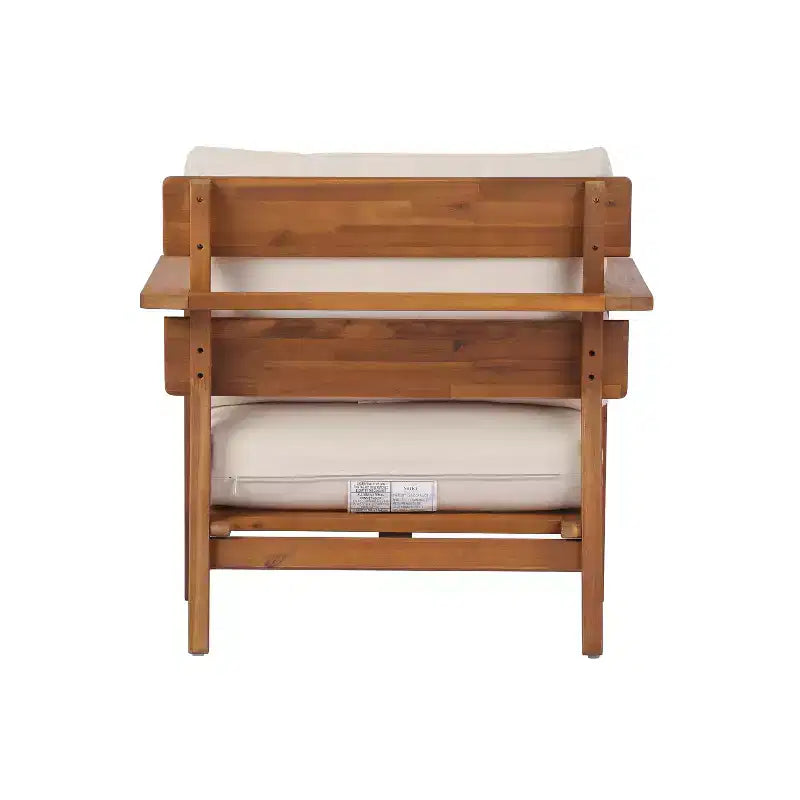 Conjunto de sofá de exterior de 2/4 piezas, conjunto de conversación para patio, conjunto de muebles de exterior y asientos con mesa de centro, silla, sofá de dos plazas y cojines, teca y beige - ModernLuxe