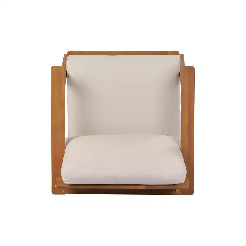 Conjunto de sofá de exterior de 2/4 piezas, conjunto de conversación para patio, conjunto de muebles de exterior y asientos con mesa de centro, silla, sofá de dos plazas y cojines, teca y beige - ModernLuxe