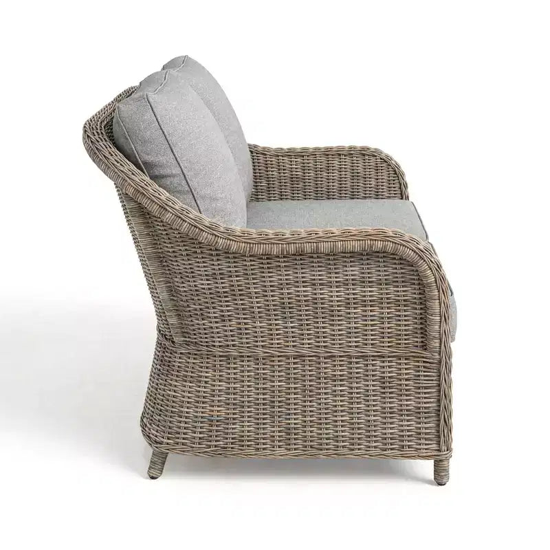 Sofá de mimbre de ratán para patio, resistente a todo tipo de clima, de Martha Stewart, 2 sillas y mesa de centro - Gris envejecido