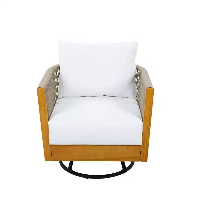Christopher Knight Home Thanh, ensemble moderne de 3 pièces pour terrasse avec fauteuils pivotants en acacia, design en corde et table à lattes