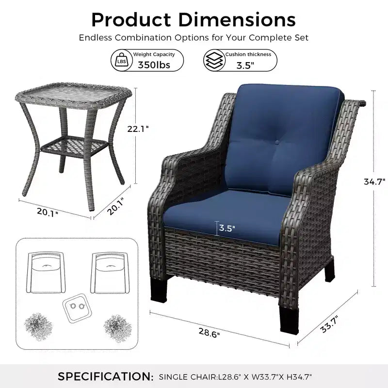 Juego de salón exterior prémium UPTIOT con sillas giratorias y mesa de centro
