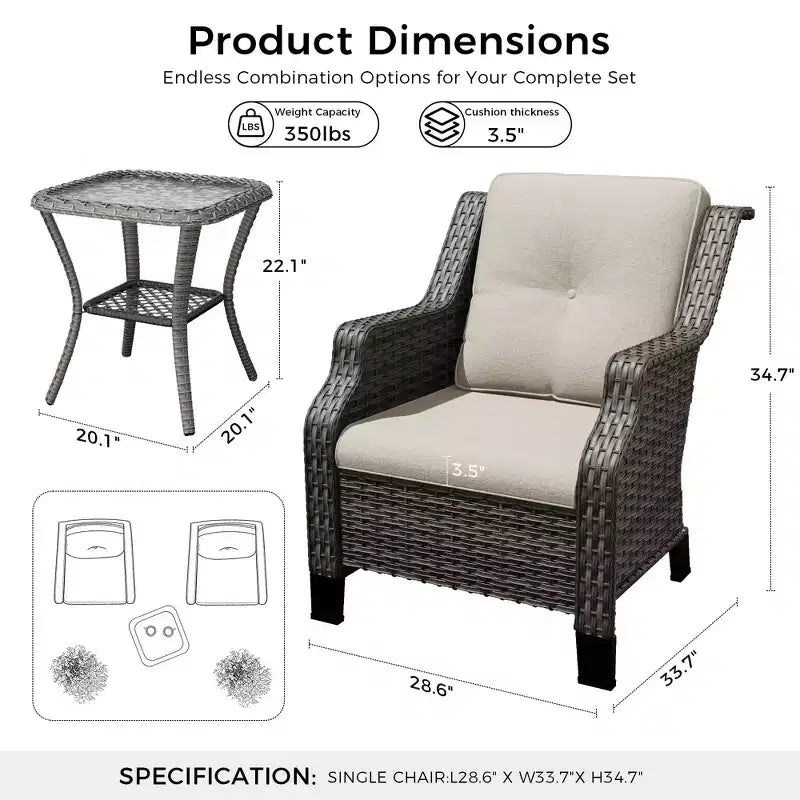 Juego de salón exterior prémium UPTIOT con sillas giratorias y mesa de centro