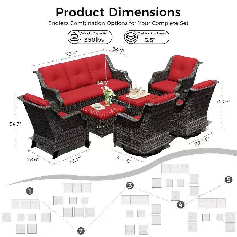 Conjunto de asientos modulares premium para exteriores UPTIOT con sofá tipo lounge y sillas