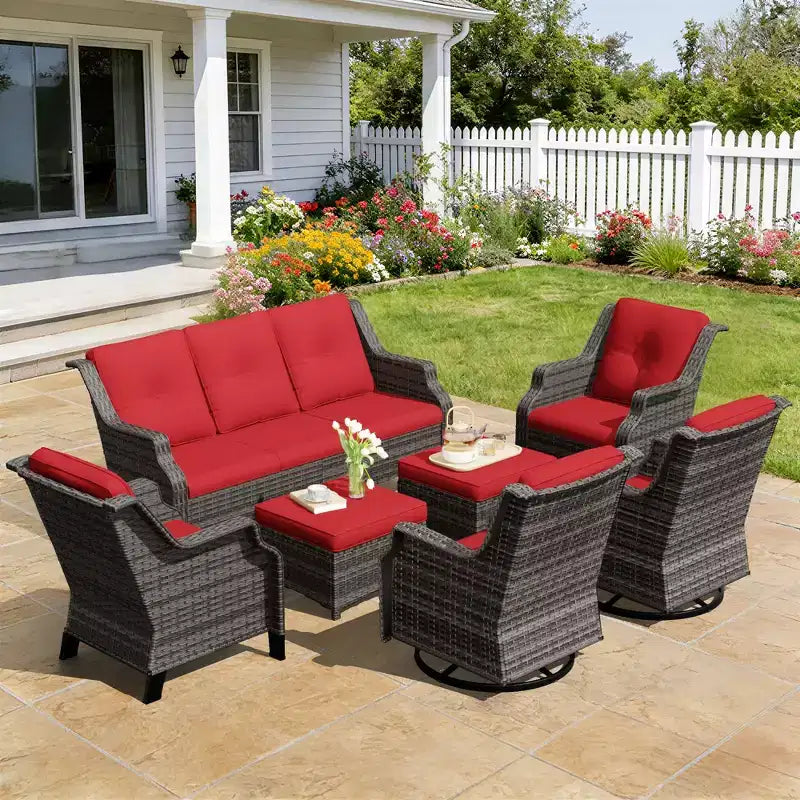 Conjunto de asientos modulares premium para exteriores UPTIOT con sofá tipo lounge y sillas