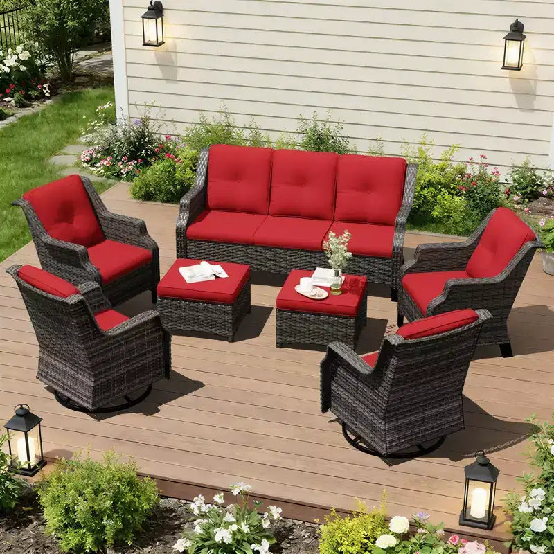 Conjunto de asientos modulares premium para exteriores UPTIOT con sofá tipo lounge y sillas