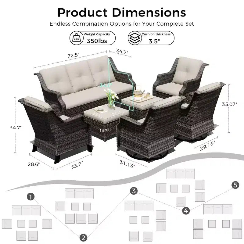 Conjunto de asientos modulares premium para exteriores UPTIOT con sofá tipo lounge y sillas