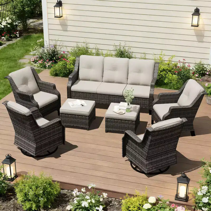 Conjunto de asientos modulares premium para exteriores UPTIOT con sofá tipo lounge y sillas