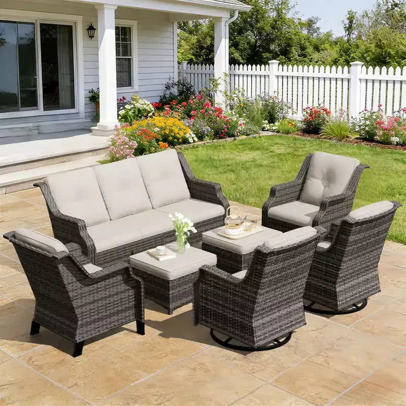 Conjunto de asientos modulares premium para exteriores UPTIOT con sofá tipo lounge y sillas