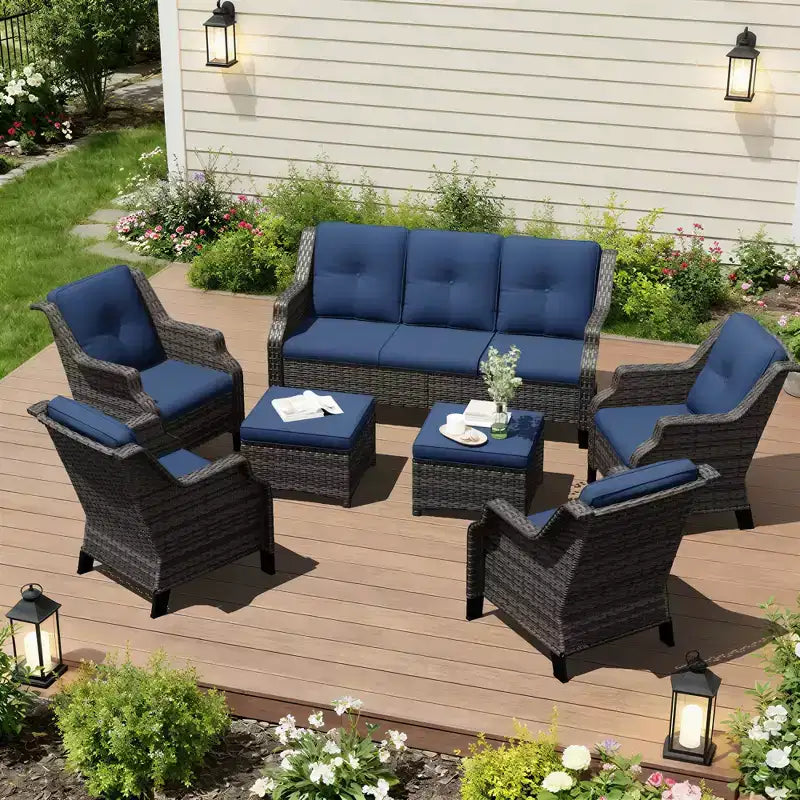 Conjunto de asientos modulares premium para exteriores UPTIOT con sofá tipo lounge y sillas