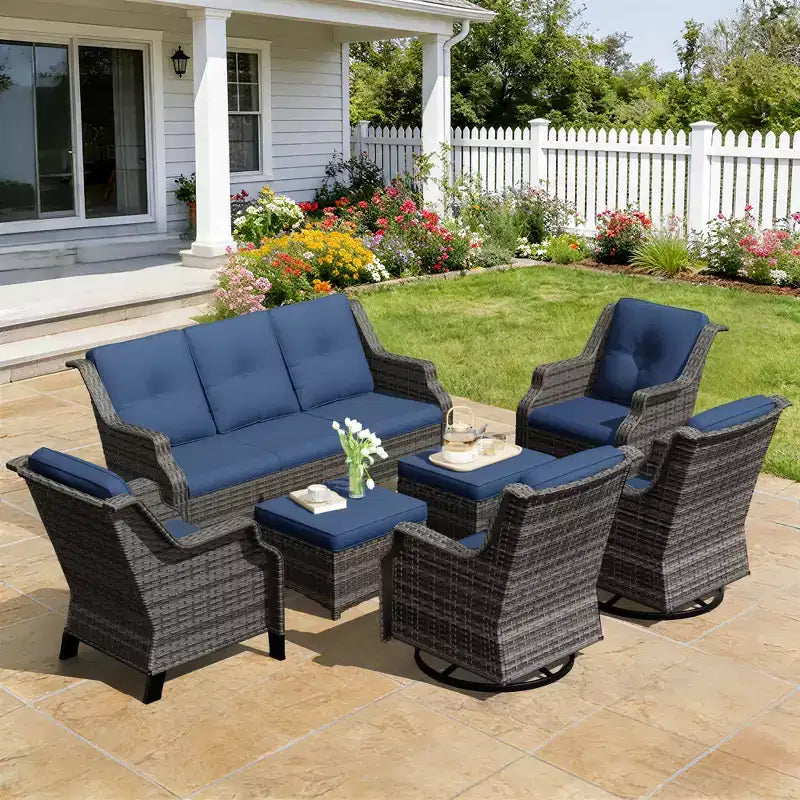 Conjunto de asientos modulares premium para exteriores UPTIOT con sofá tipo lounge y sillas