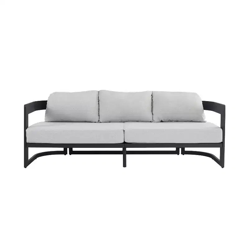 Conjunto moderno de asientos para patio de aluminio Christopher Knight Home Melow, de 5 piezas, con mesas de centro de madera de acacia