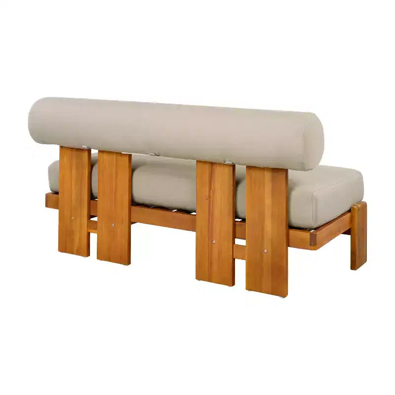 Conjunto moderno de 2 piezas para patio Ishaan de Christopher Knight Home, con sofá de dos plazas tapizado de acacia y mesa de centro con listones