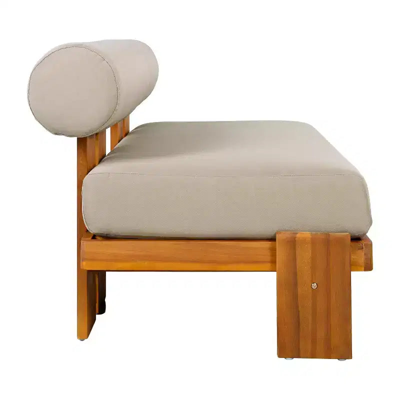 Conjunto moderno de 2 piezas para patio Ishaan de Christopher Knight Home, con sofá de dos plazas tapizado de acacia y mesa de centro con listones