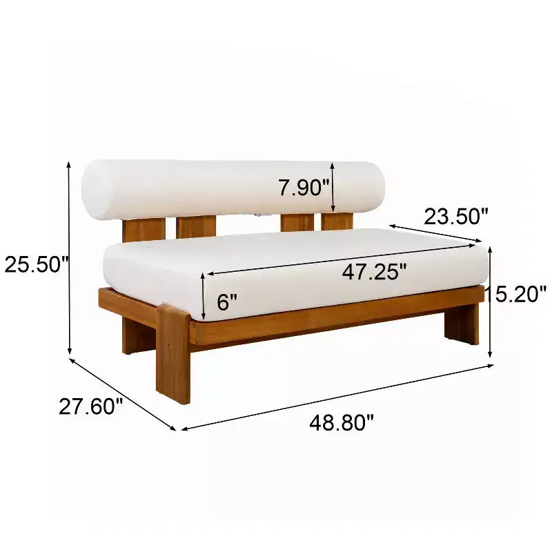 Conjunto moderno de 2 piezas para patio Ishaan de Christopher Knight Home, con sofá de dos plazas tapizado de acacia y mesa de centro con listones