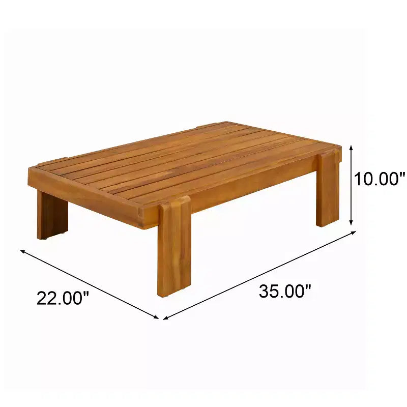Conjunto moderno de 2 piezas para patio Ishaan de Christopher Knight Home, con sofá de dos plazas tapizado de acacia y mesa de centro con listones
