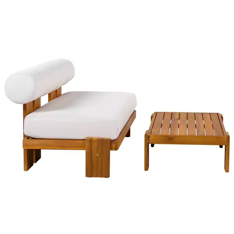 Conjunto moderno de 2 piezas para patio Ishaan de Christopher Knight Home, con sofá de dos plazas tapizado de acacia y mesa de centro con listones