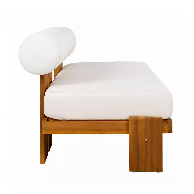 Conjunto moderno de 2 piezas para patio Ishaan de Christopher Knight Home, con sofá de dos plazas tapizado de acacia y mesa de centro con listones