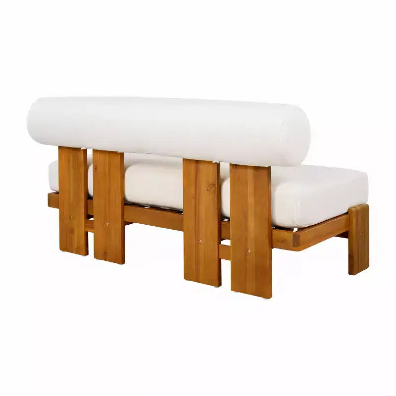 Conjunto moderno de 2 piezas para patio Ishaan de Christopher Knight Home, con sofá de dos plazas tapizado de acacia y mesa de centro con listones