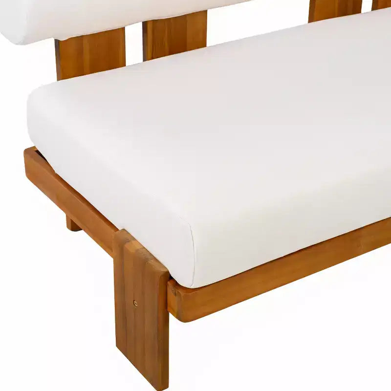 Conjunto moderno de 2 piezas para patio Ishaan de Christopher Knight Home, con sofá de dos plazas tapizado de acacia y mesa de centro con listones