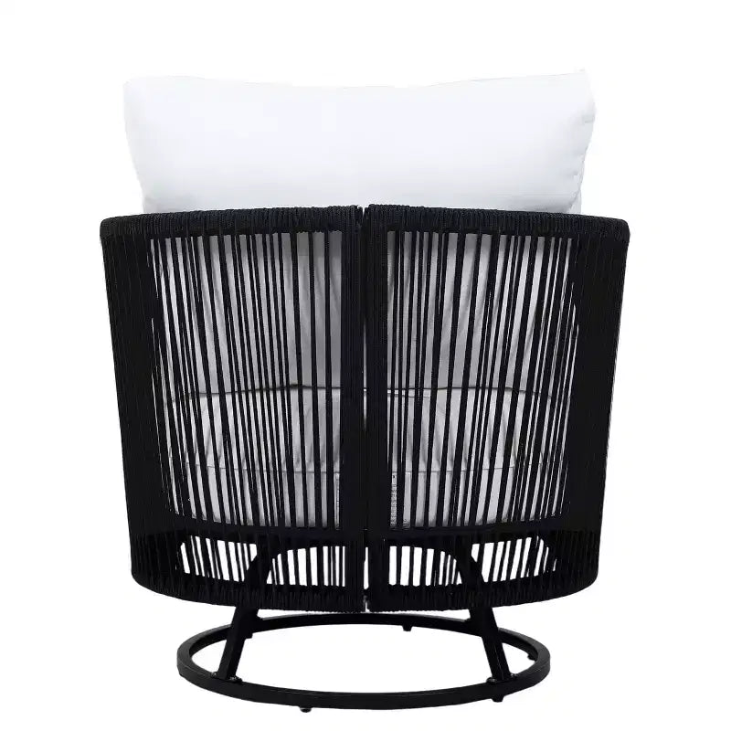 Sillón giratorio de cuerda de madera de acacia rústica para patio Christopher Knight Home Selene, conjunto de 2 piezas, con mesa de concreto ligero