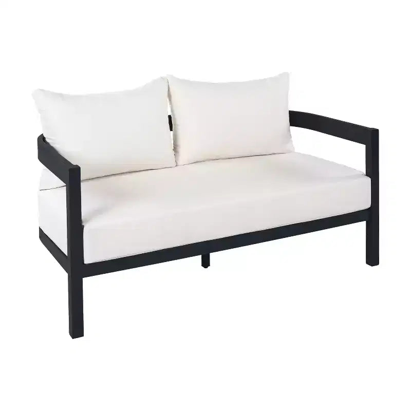 Conjunto de conversación moderno de exterior de 5 piezas Althea de Christopher Knight Home, con aluminio curvado y mesa de centro de vidrio