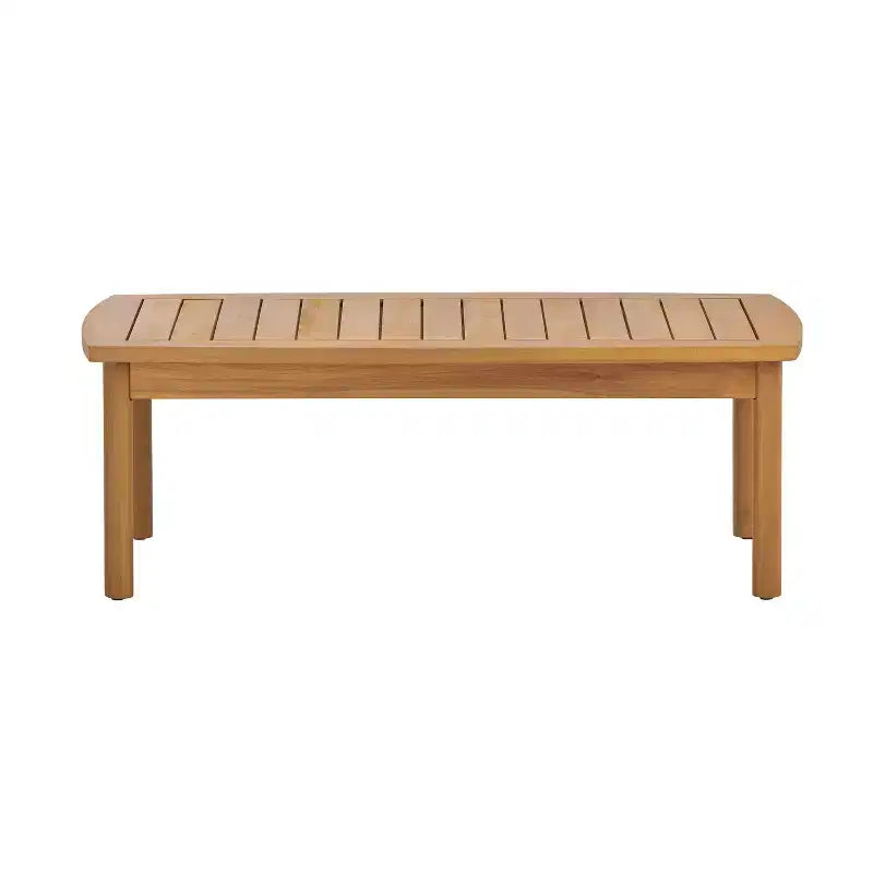 Conjunto moderno para patio Bradley de Christopher Knight Home de 2 piezas, con sofá de dos plazas y mesa de centro de madera de acacia, paneles de cuerda tejida y cojines