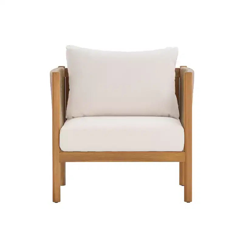 Christopher Knight Home Elvis Patio Modern Acacia Wood 4-Piece Seating Set with Woven Rope Panels and Cushioned