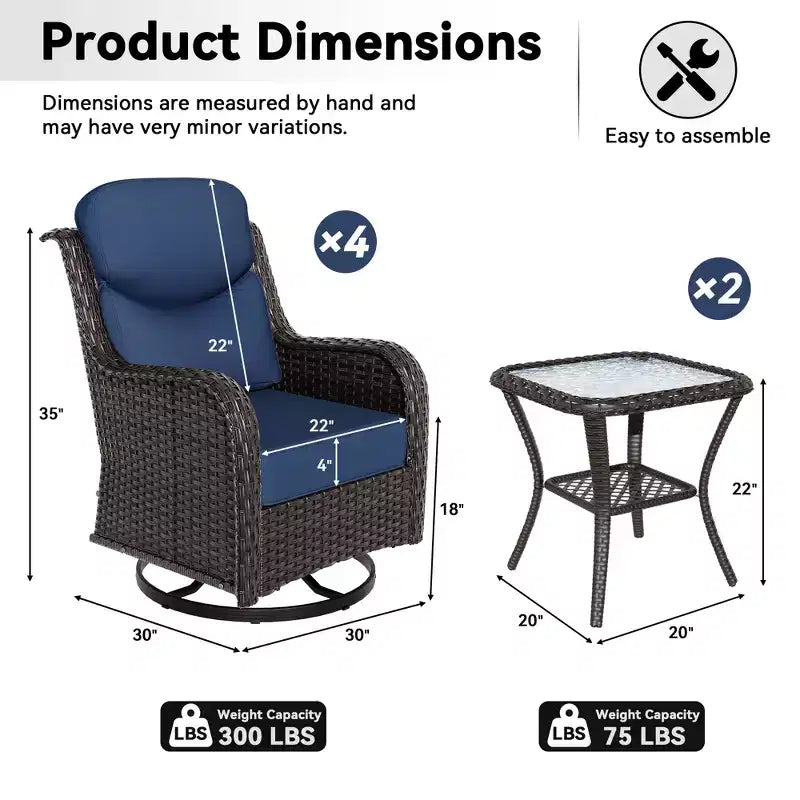 UPTIOT Outdoor Rocking Chair and Side Table Set for Patio Relaxation